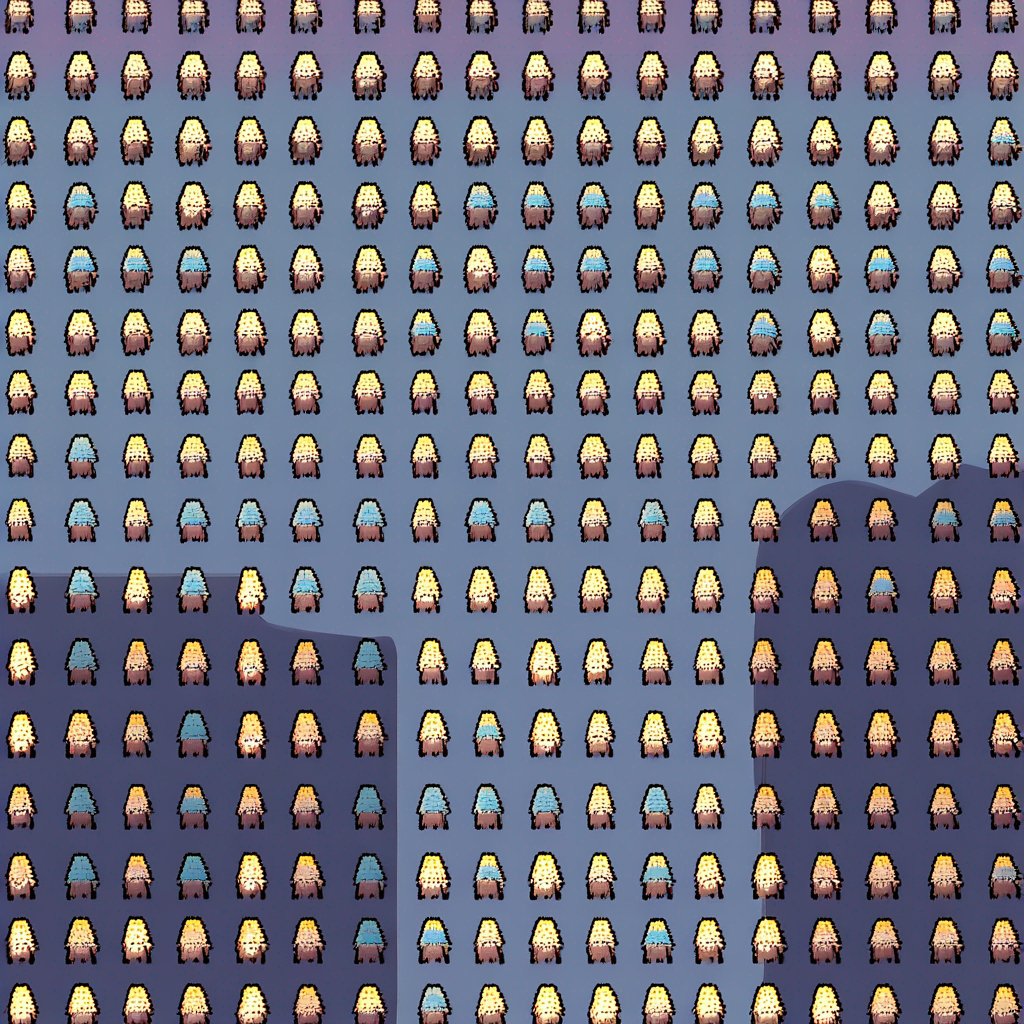 16-bit sprite sheet of a humanoid robot character, front, back, and side view. make it 16-bit